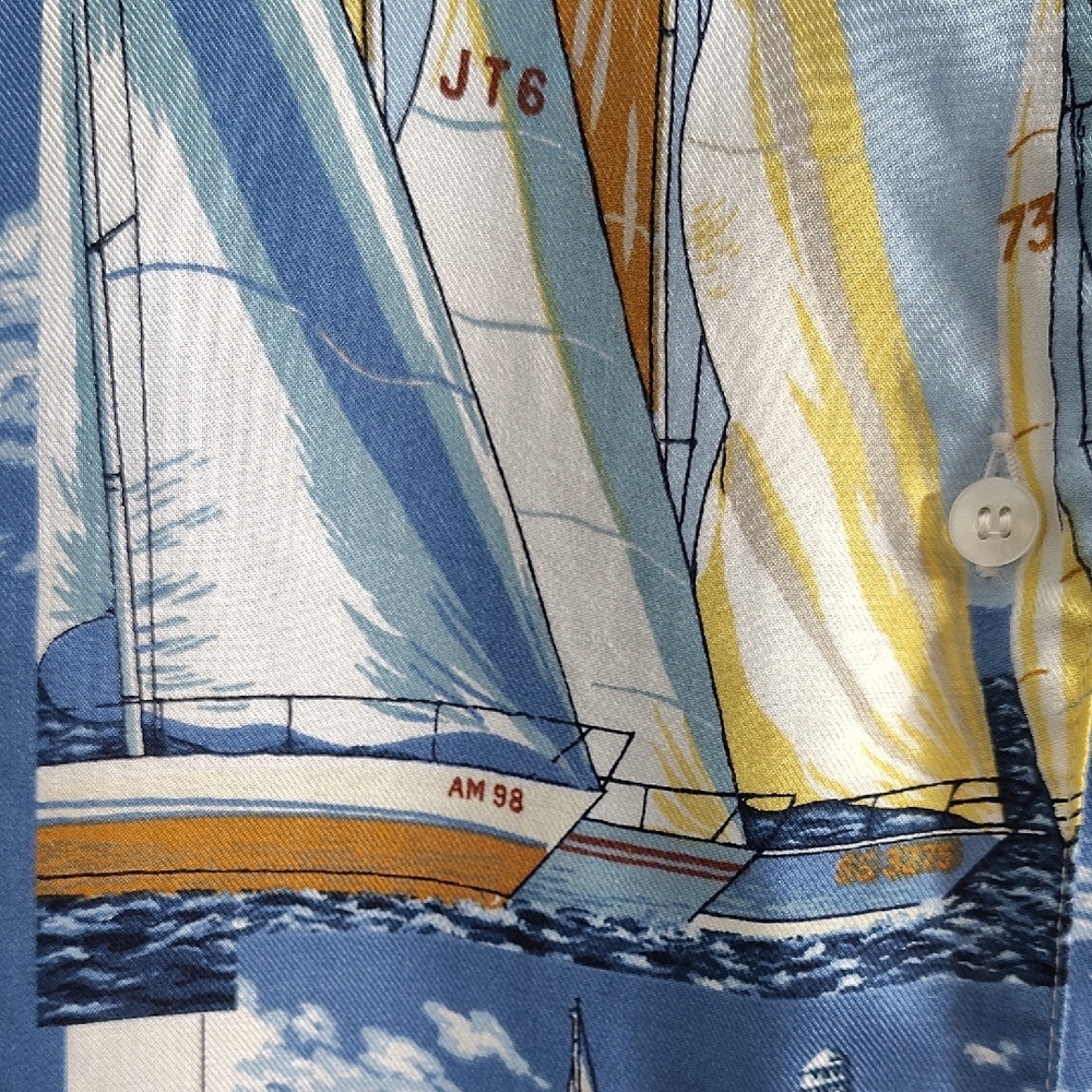 Vintage Nautical Women's Sailing Festive Enthusiast Button Down Shirt. - Picture 3 of 7